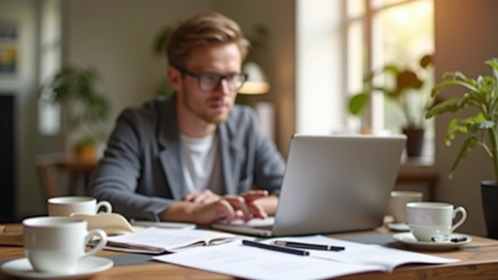 Freelance travaillant en remote avec son ordinateur portable dans un environnement professionnel